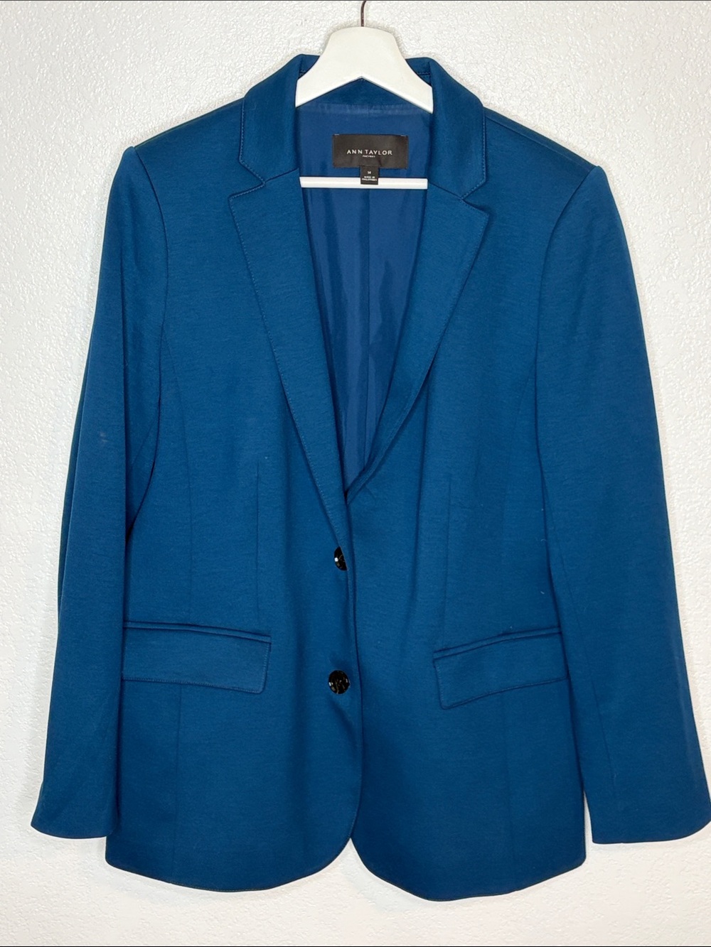 Ann Taylor Rich Blue Two Button Career Wear Blazer Size 14 Classic Timeless